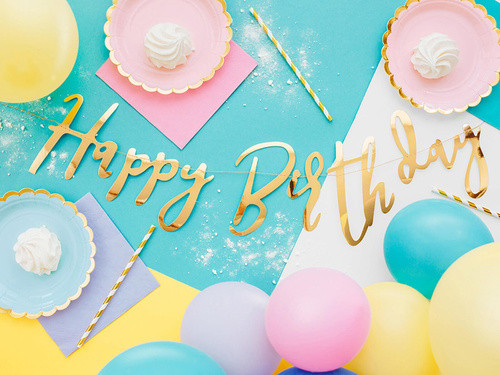 Baner Happy Birthday złoty 16,5x62cm GRL75-019M PartyDeco